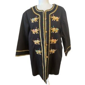 Bob Mackie Asian Inspired Kimono vintage Jacket Embroidered Elephants